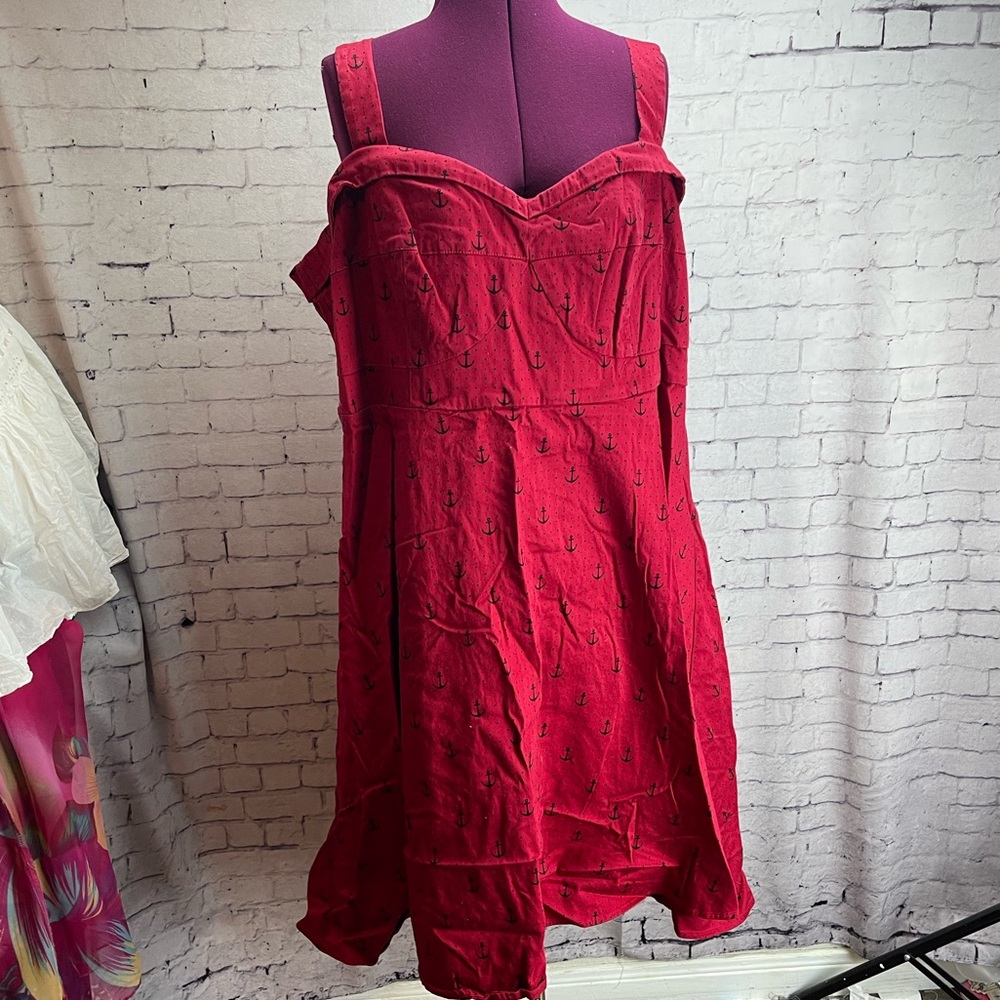Torrid size 24 Miranda Dress red anchor design